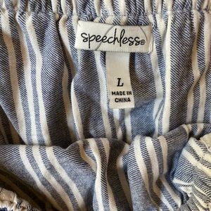 Blue and white striped off the shoulder dress